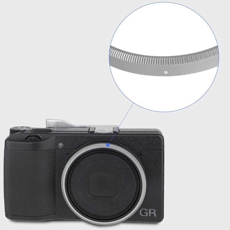 Haoge Silver Grey Metal Decorate Camera Ring for RICOH GR3X/GRIIIX