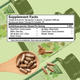 GREEN ROYALTY Nopal 7 Cactus Capsules – Herbal Blend with Aloe Vera, Cinnamon, Black Garlic & More – 1500mg per Serving – 90 Vegetable Capsules – Caffeine-Free, Sugar-Free, Non-GMO