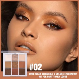 evpct Paleta de sombras de ojos con purpurina ahumada, 9 colores nude marrón, beige, champán, mate, metálico, brillante, sombra de ojos, maquillaje pa