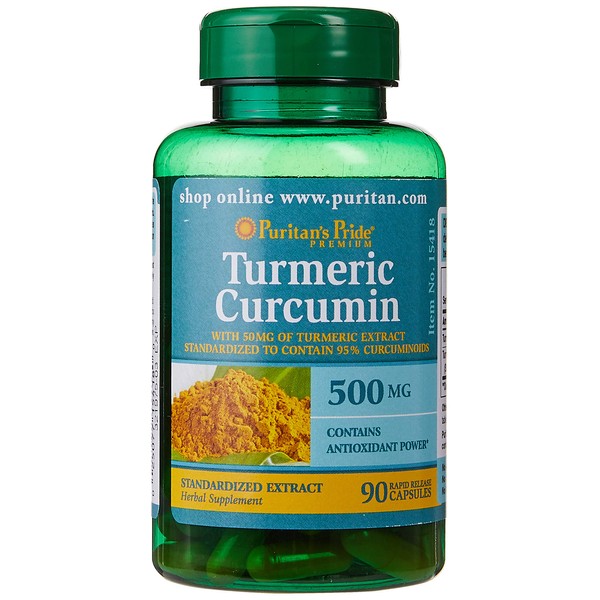 Puritans Pride Turmeric Curcumin 500 Mg Capsules, 90 Count