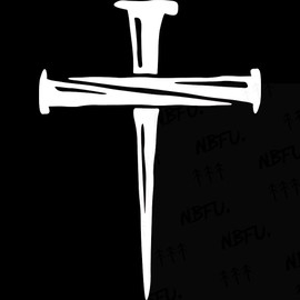 NBFU Nail Cross Christian Jesus 1 (White) (Set Of 2) Premium Waterproof Vinyl Decal Stickers For Laptop Phone Accessory Helmet Car Window Bumper Mug Tuber Cup Door Wall Decoration