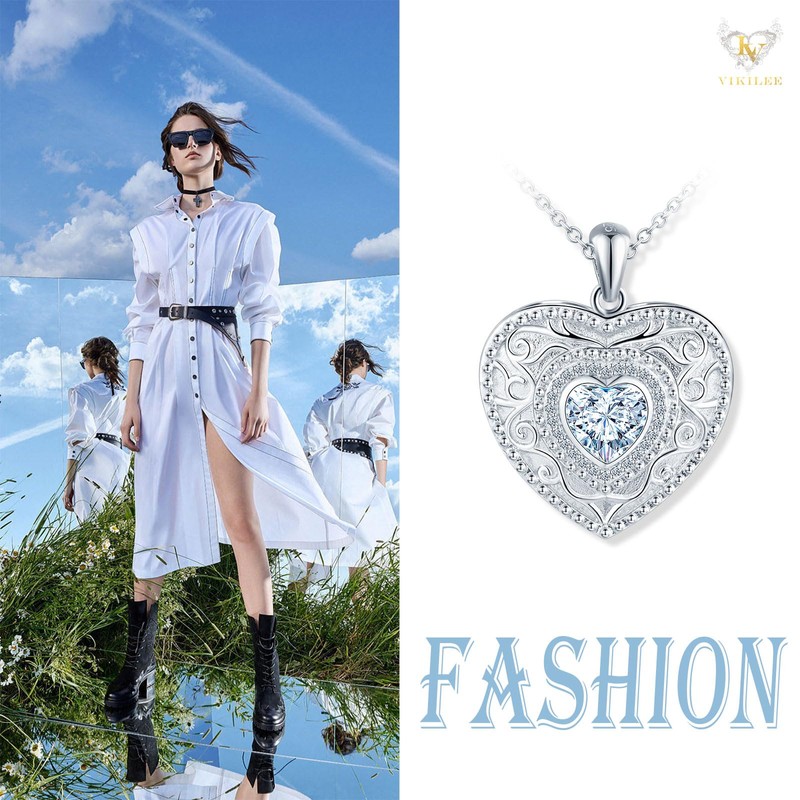 Heart Locket Necklace for Women That Holds Pictures: 925 Silver