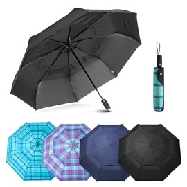 A.Brolly Edinburgh Large Windproof Travel Umbrella - Black, 54 Inch Double Vented Canopy, Auto Open Close