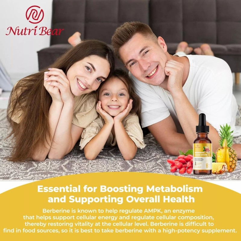 Nutribear Berberine Supplement Liquid Drops, AMPK Activator with Ceylon Cinnamon,