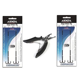 Set: 2 Packs (4 Pieces) Jenzi Piece Stinger Rig 7x7 Anxiety Hook Size 4, 12kg, 8cm + Free Fishing Scissors