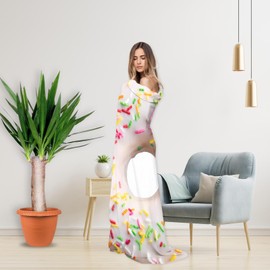 Abaysto Cute White Donuts Funny Blanket for Girls Novelty Realistic Food Throws Soft Cozy Flannel Round for Nap, Home Decor, Party Kids Child Gifts 150CM