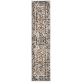 SAFAVIEH Aria Collection ARA199C Boho Chic Medallion Distressed Non-Shedding Living Room Entryway Foyer Hallway Bedroom Runner, 2' x 8' , Cream / Blue