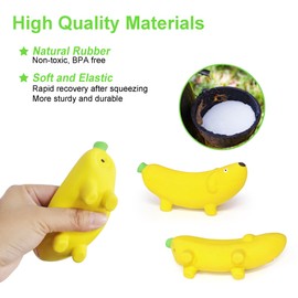 BRMDT 5.3'' Squeak Latex Dog Toys Banana 3 Pcs, Funny Fruit Sets Pet Toys Puppy Small Medium Dog Squeaky Chew Toys