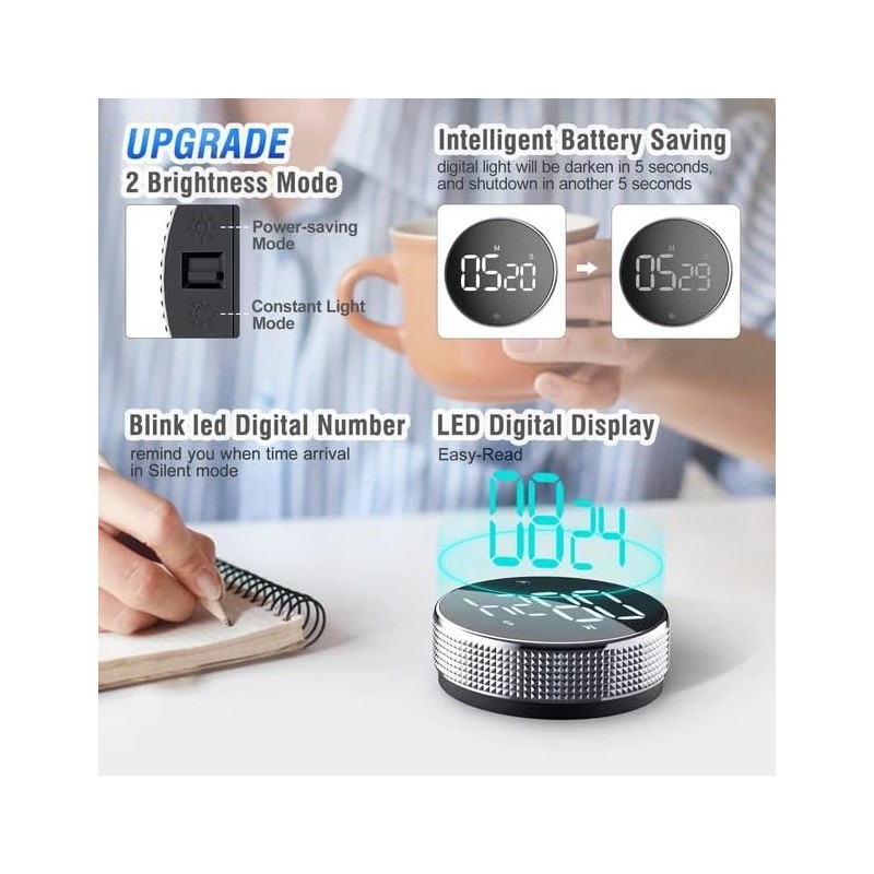 WANGCL Digital Magnetic Kitchen Timer with Large LED Screen for