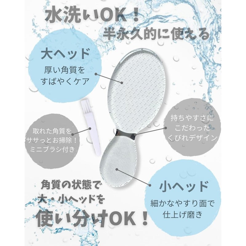 Heel Exfoliating [Cleaning Brush Included] Qwalk Fluffy Glass File, Heel