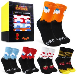 Pac-Man Men's Socks Breathable Stockings Pack of 5 - Gifts for Men, Women, black/yellow