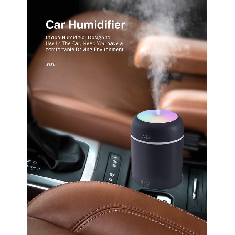 LtYioe Colorful Cool Mini Humidifier, USB Personal Desktop Humidifier for