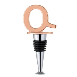 Wine and Beverage Bottle Stopper With Rose Gold Finish,Reusable Letter Bottle Stopper Accessories and DIY Funny Gift for Housewarming, Holiday Party,Wedding, Birthday (Letter Q)