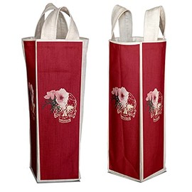 Le Jardin du Lin Digital Bedruckte Leinwandtuch-Weintragetaschen, Tragetasche für Weinflasche, 1 Stück, Größe: 16,5 x 31,5 x 7,5 cm