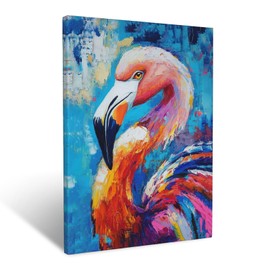 Flamingo Canvas Wall Art Animal Painting Colorful Flamingos Pictures Framed for Bathroom Bedroom Living Room Modern Home Office Wall Decor 12"x16"