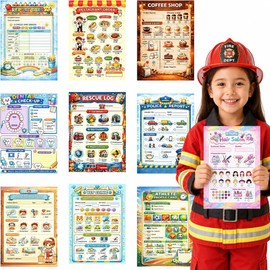 500 Pages Kids Pretend Play Notepads 10 Pack, 4 x 5.5 Inch Play Pretend Notepads for Kids with 50 Pages Each, Variety Role Play Game Accessories Playtime Notepads , for Imaginative Role Play Activity Set (Coffee shop/restaurant/doctor/police/vet/salon/de