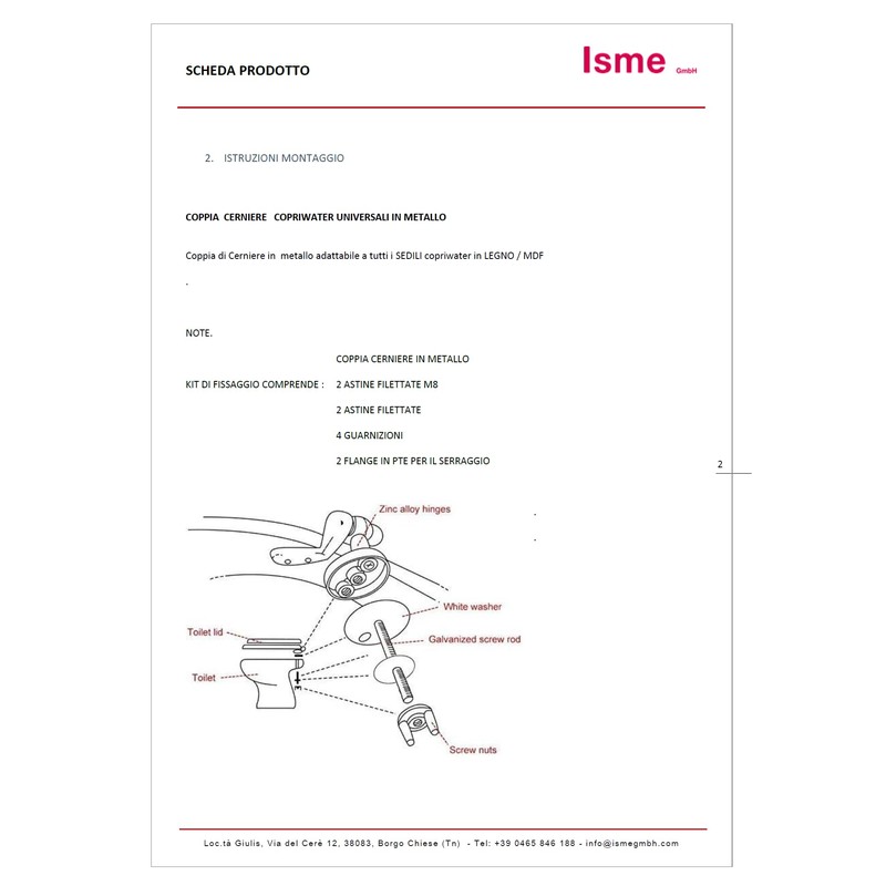 Schläfer | 4538023 - Universal Toilettensitz Scharniere, Paar verstellbare Messing-Ersatzscharniere