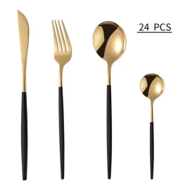 Yooshi Cubertería Cubiertos De Lujo Acero Inoxidable Juego 24 Pieza