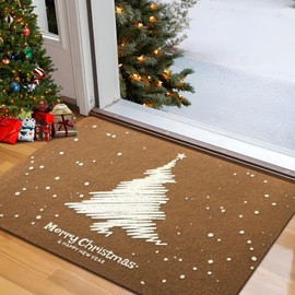 Asrug Christmas Door Mat Outdoor Indoor Christmas Doormat Christmas Tree Snowflake Doormat-Glow in The Dark- Decorative Xmas Welcome Rugs Non Slip and Washable for Entryway Patio Porch,17"x30"