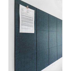 DECORITA Cork Board 48 x 36 Alternative – 11.8x11.8x0.35 Inches 12 Pack Felt Wall Tiles with Safe Removable Adhesive, Large Cork Board for Office Walls Pin Board Cork Tiles for Classroom - Dark Green