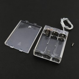 LUORNG 4 cajas de almacenamiento de 3 pilas AA con cables de alambre de 11.8 pulgadas y 4 tornillos, soporte de batería AA transparente de 3 ranuras con cables