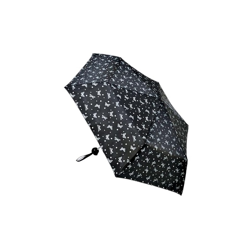 Thingimijigs Ladies Compact Mini Umbrella - Black/White Butterfly Design
