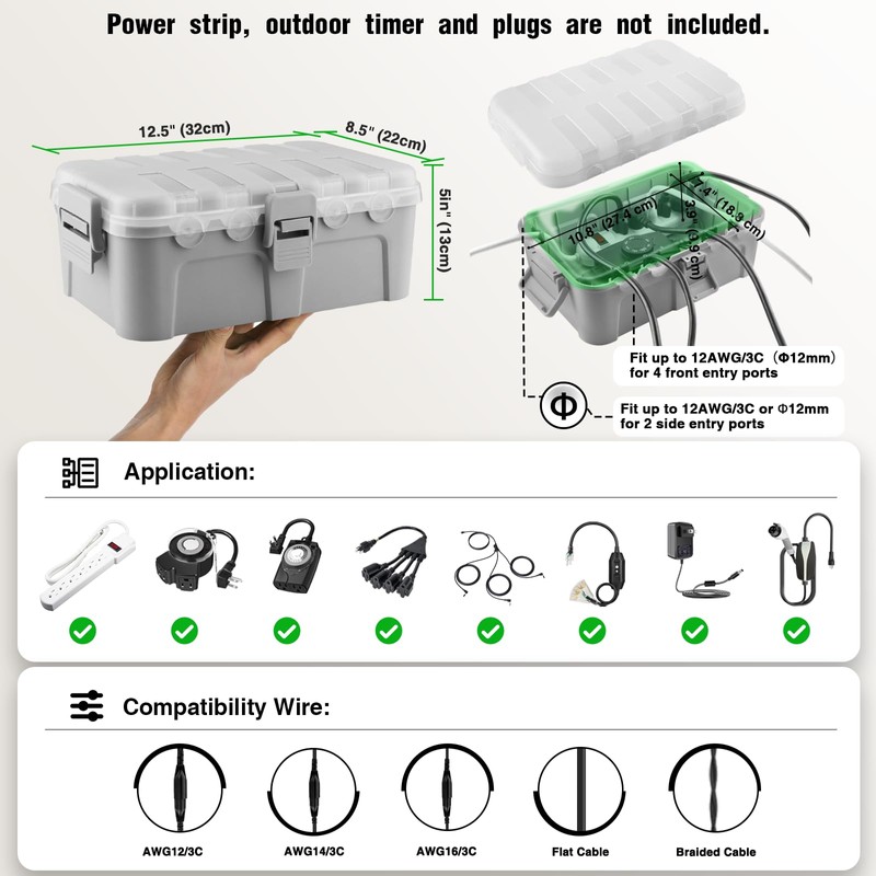 Flemoon Large Outdoor Electrical Box with Transparent Lid, IP54 Waterproof