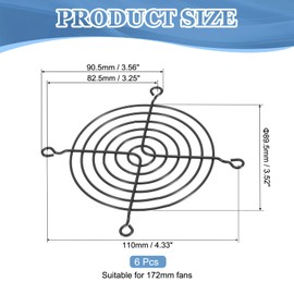 PATIKIL 90mm Fan Finger Grill, 6 Pack Metal Grill Protector Guard Fan Protective Cover for 90mm Exhaust Fans Equipment Computer DIY, Black