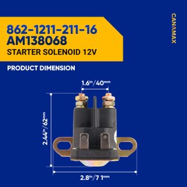 Canamax 862-1211-211-16 AM138068 Starter Solenoid Relay 12V - Compatible with Trombetta John Deere MTD Cub Cadet 725-04439 Lawn Tractor LA100 LA105 LA110 LA115 LA120 LA125 LA135 LA140 LA150 D100 D105