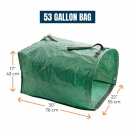 MEKKAPRO Big Gulp Leaf Bags, 2-Pack Lawn Bags with Reinforced Handles, 53 Gallon, Reusable Yard Waste Bags, Garden Waste Bag, Garden Bags for Debris, Lawn and Leaf Bags, Yard Bags, Leaf Collector