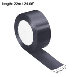 PATIKIL 1.5 Inch Wide 24 Yards Satin Ribbon, Single Side Solid Crafts Roll for Party Home DIY Wrapping Decoration, Dark Gray