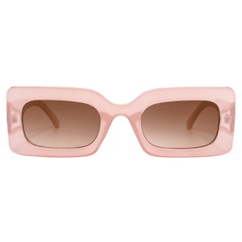 Hanj Square Trendy Sunglasses Womens Men Colorful Retro Rectangle Sun Glasses Vintage Shades (Nude Beige Pink)