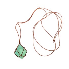 NOLITOY Natural Green Fluorite Necklace for Women Unique Crystal Pendant Wire Wrap Natural Stone Jewelry for Party