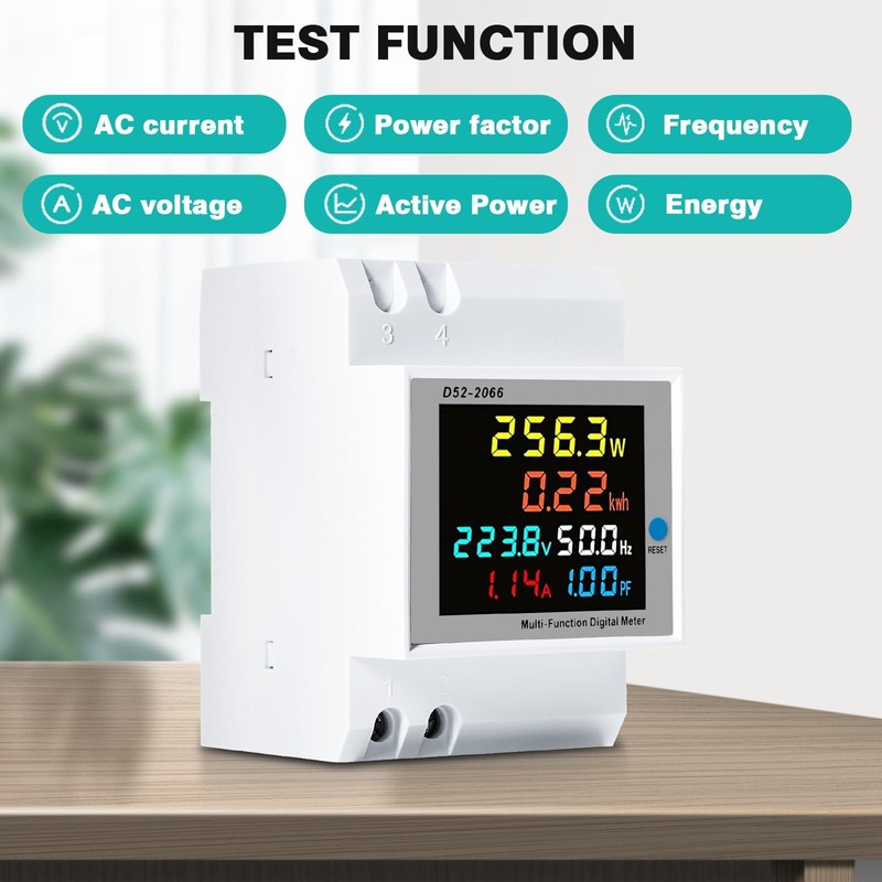 DEWIN Electric Meter, 6 in 1 Digital Energy Meter 100A