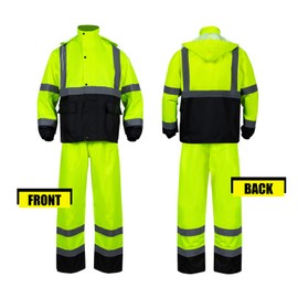 FONIRRA Hi Vis Safety Rain Jacket for Men,Class 3 High Visibility Rain Gear,Rain Suits for Men Waterproof Heavy Duty for Work(4XL/5XL)