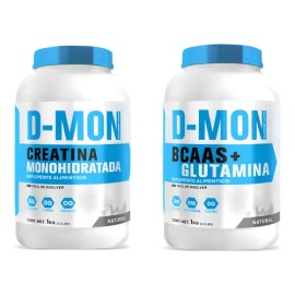 Creatina Monohidratada Polvo D-MON BCAAs Glutamina 1kg Sabor Natural Libre de Gluten                                                                  
