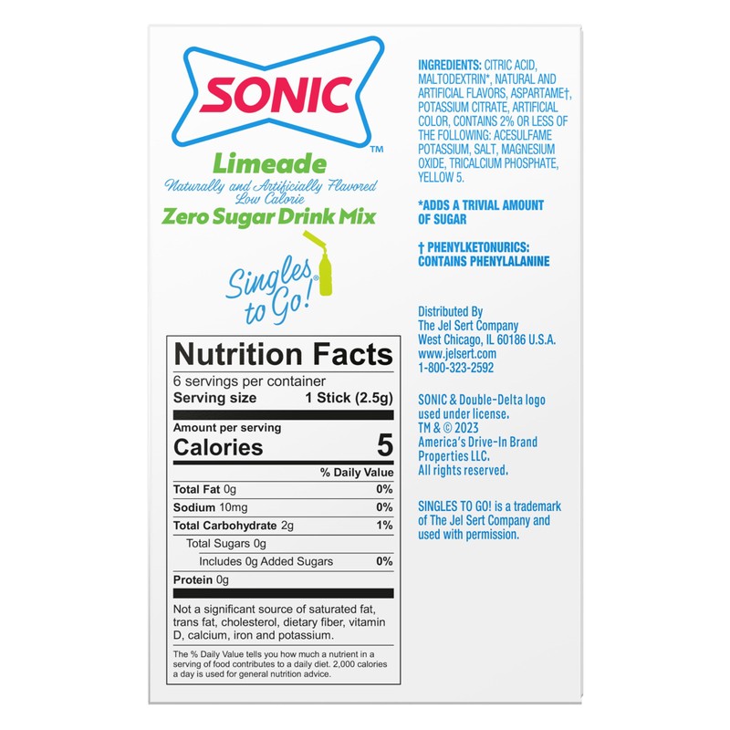 SINGLES TO GO! Sonic Drink Mix Variety Pack, Sonic Limeade,