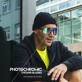 YOZISS Photochromic Sports Glasses for Men & Women – Lightweight Cycling Sunglasses with UV400 Protection, Adjustable Nose Pads, TR90 Frame – for MTB, Running, Baseball, Outdoor Activities (Blue)