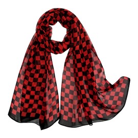 E-Clover Chiffon Scarf for Women Lightweight Print Scarfs Sheer Neck Head Scarves Shawl for Women Black Red