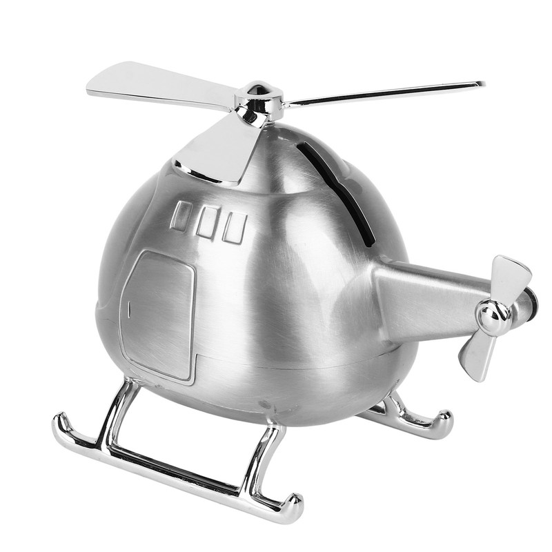 Helicopter Coin Bank Decorative Metal Money Saving Bank Coin Jar