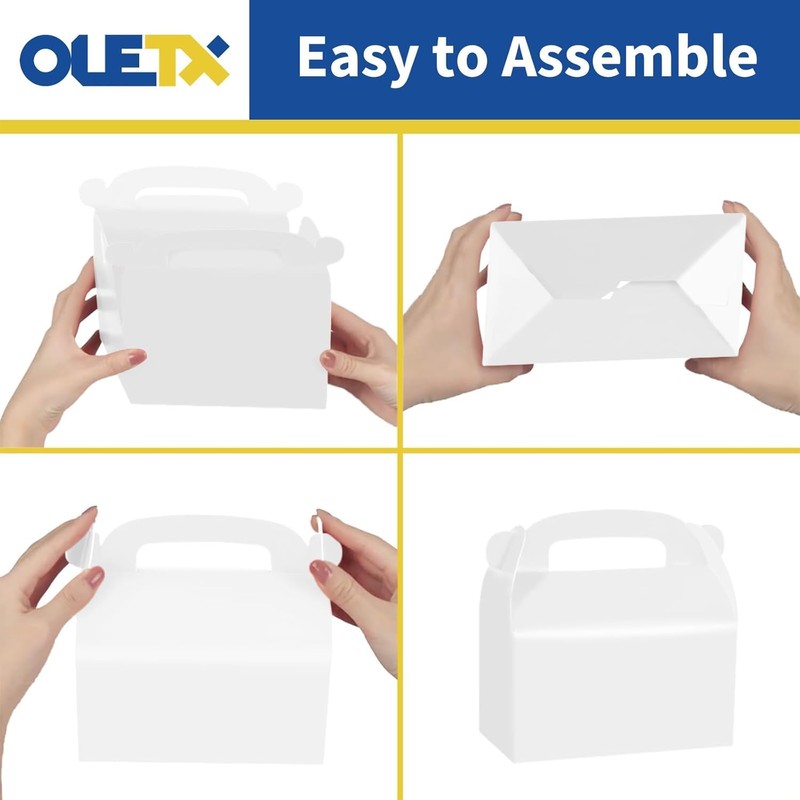 Oletx 12-Pack White Party Favor Treat Boxes, Goodie Gable Paper