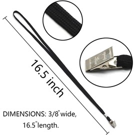 100PCS Black Badge Lanyards with Clip, Nylon Neck Flat Bulk Lanyards with Metal Badge Clip for ID Badges Holder Name Tags for Office Worker Student Teacher Keys School Festival Event