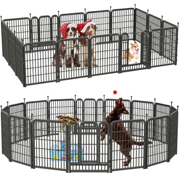 LFCREATOR Dog Playpen Outdoor/Indoor,32" Height 16 Panels Dog Fence,Dog Pen