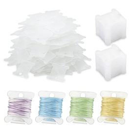 HFMYGS 100 pezzi di carta di filo da ricamo, carta di seta di plastica, bobbins, thread Cards, per ricamo a punto croce, organizer per filati da ricamo, bobine di filo per fai da te (bianco)