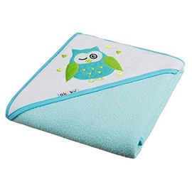 Akuku Baby Bath Towel with Hood Terry Cloth Children's Hooded Towel 80 x 80 cm (Turquoise/Owl)