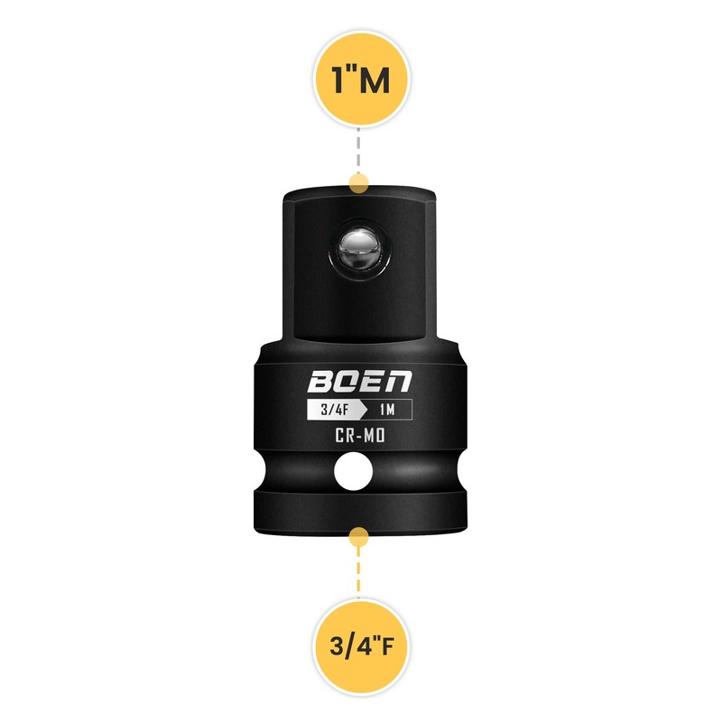 Mr.wintek 3/4" F to 1" M Impact Socket Adapter, Cr-Mo