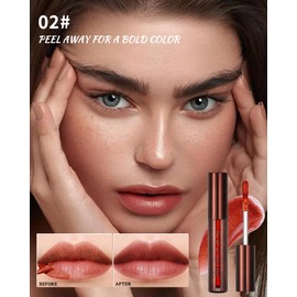 Peel Off Lip Liner Stain, Long Lasting Waterproof Transfer-Proof Lip Tint Stain Peel Off, Non-stick High Pigmented Lip Gloss Lipliner Tattoo, Liquid Tinted Lipstick, Lip Makeup Gift for Women Girl-02