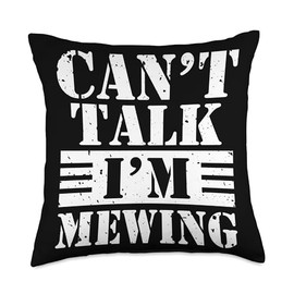 Funny Meme Can't Talk Im Mewing Facial Tongue Posture Throw Pillow