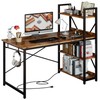 IRONCK Computer Desk 47" with Power Outlet and Storage Shelves,