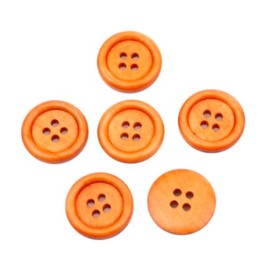 Pack of 15 Wooden Buttons 20 mm Round Orange/Brown Buttons Craft Buttons Jacket Buttons for Sewing Four Hole Buttons Coat Buttons 4-Hole Buttons Made of Wood Button